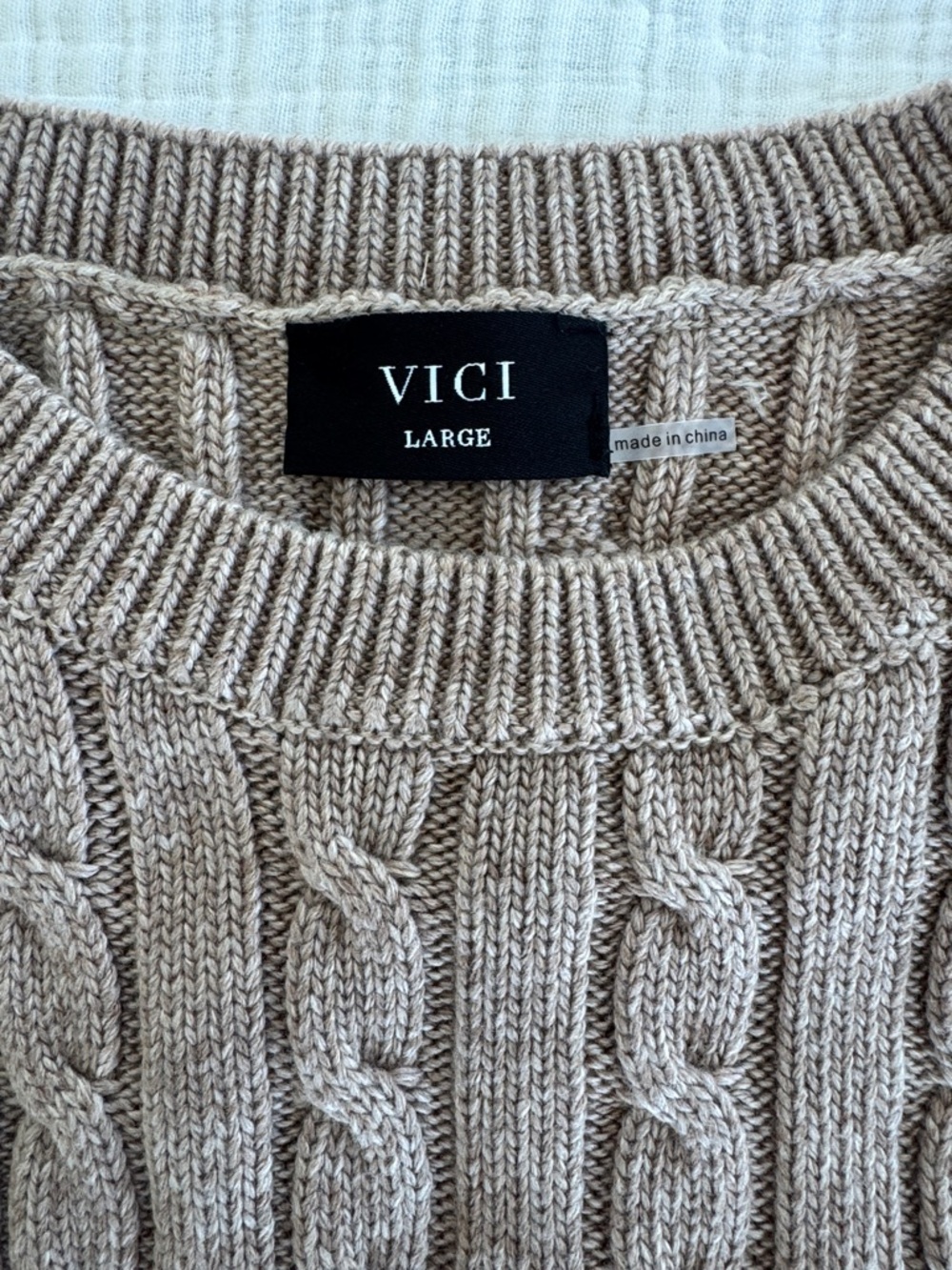 Vici Taupe Cable-Knit Cardigan and Vest Set - Picture 3 of 8